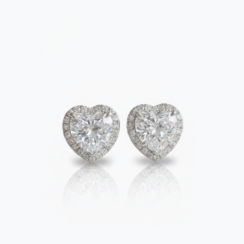 2.50Ct Heart Cut Moissanite Halo Stud Earrings, 925 Sterling Silver, E-D Color VVS1 Clarity, Round Moissanite Halo Accents