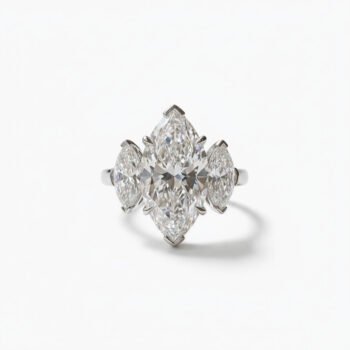 7.60Ct Marquise Cut Moissanite Three Stone Ring, Marquise Side Stones 3.0Ct, 925 Sterling Silver, E-D Color VVS1 Clarity Bridal Ring
