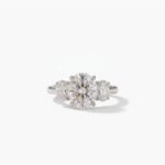 8.50Ct Oval Cut Moissanite Three Stone Ring, Oval Side Stones 2.20Ct, 925 Sterling Silver, E-D Color VVS1 Clarity Bridal Ring