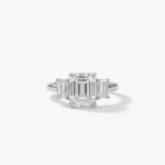 10.66Ct Emerald Cut Moissanite Three Stone Ring, Emerald Cut Side Stones 2.10Ct, 925 Sterling Silver, E-D Color VVS1 Clarity Bridal Ring