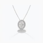 10.10Ct Oval Cut Moissanite Halo Pendant Necklace, 925 Sterling Silver, E-D Color VVS1 Clarity, Round Moissanite Halo Statement Necklace