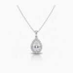 8.15Ct Pear Cut Moissanite Halo Pendant Necklace, 925 Sterling Silver, E-D Color VVS1 Clarity, Teardrop Moissanite Statement Necklace