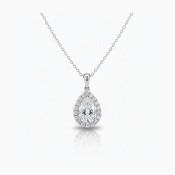 8.15Ct Pear Cut Moissanite Halo Pendant Necklace, 925 Sterling Silver, E-D Color VVS1 Clarity, Teardrop Moissanite Statement Necklace
