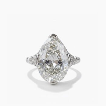 5.51ct Vintage Art Deco Pear Cut Moissanite Engagement Ring - 925 Sterling Silver