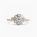 Vintage Halo Moissanite Engagement Ring 925 Sterling Silver Round Cut Colorless VS1 Art Deco Floral Cluster Ring Gift for Her