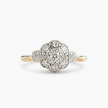 Vintage Halo Moissanite Engagement Ring 925 Sterling Silver Round Cut Colorless VS1 Art Deco Floral Cluster Ring Gift for Her