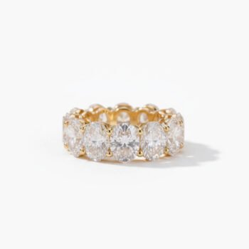 Oval Moissanite Eternity Wedding Band: Matching Band For Her 925 Sterling Silver