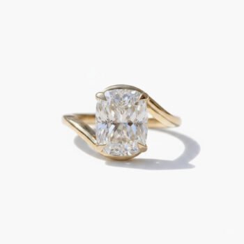 4.0CT Cushion Cut Moissanite Engagement Ring, Split Shank Cushion Solitaire Ring, Modern Moissanite Ring, Silver Statement Ring