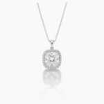 7.0 Ct Cushion Cut Moissanite Halo Pendant Necklace, Cushion Halo Solitaire Pendant, DE VVS1 Moissanite, 925 Sterling Silver Gift for Her