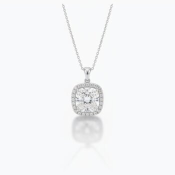 7.0 Ct Cushion Cut Moissanite Halo Pendant Necklace, Cushion Halo Solitaire Pendant, DE VVS1 Moissanite, 925 Sterling Silver Gift for Her