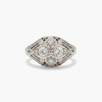 1.02 CT Round Moissanite Vintage Art Deco Ring Filigree Milgrain Antique Style Cluster Engagement Ring 925 Silver