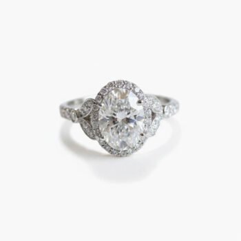2.52 CT Oval Moissanite Halo Engagement Ring Vintage Filigree Scroll Band Hidden Halo Style 925 Silver Statement Ring