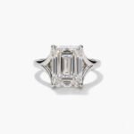 4.0 CT Emerald Cut Moissanite Solitaire Ring Minimalist Cathedral Setting Step Cut Engagement Ring 925 Silver