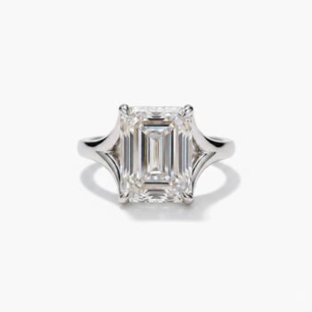 4.0 CT Emerald Cut Moissanite Solitaire Ring Minimalist Cathedral Setting Step Cut Engagement Ring 925 Silver
