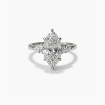2.30 CT Marquise Moissanite Three Stone Ring Pear Side Stones Minimalist Vintage Inspired Engagement Ring 925 Silver