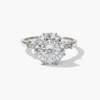 2.52 CT Round Moissanite Solitaire Ring Pavé Band Engagement Ring Minimalist Classic 925 Silver Promise Ring