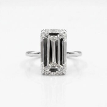 6.33CT Elongated Emerald Cut Moissanite Engagement Ring Solitaire Claw Prong VVS Colorless Gold Wedding Ring Statement Ring
