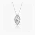 7.50Ct Marquise Cut Moissanite Halo Pendant Necklace, 925 Sterling Silver, E-D Color VVS1 Clarity, Navette Moissanite Statement Necklace