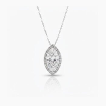 7.50Ct Marquise Cut Moissanite Halo Pendant Necklace, 925 Sterling Silver, E-D Color VVS1 Clarity, Navette Moissanite Statement Necklace