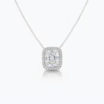 4.79Ct Elongated Cushion Cut Moissanite Halo Pendant Necklace, 925 Sterling Silver, E-D Color VVS1 Clarity, Round Moissanite Halo Statement Necklace