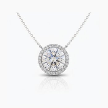 9.35Ct Round Cut Moissanite Halo Pendant Necklace, 925 Sterling Silver, E-D Color VVS1 Clarity, Classic Round Halo Statement Necklace