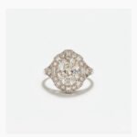 5.10Ct Oval Cut Moissanite Art Deco Engagement Ring, Baguette Halo Cluster Ring, 925 Sterling Silver, E-D VVS1 Vintage Filigree Bridal Ring