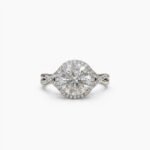 4.50Ct Round Cut Moissanite Halo Engagement Ring, Infinity Twist Pavé Band, 925 Sterling Silver, E-D Color VVS1 Clarity Bridal Ring