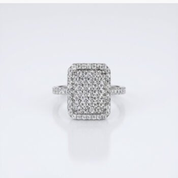 1.18Ct TW Round Brilliant Lab Grown Diamond Radiant Cluster Ring, DE VS Clarity Pavé Set Engagement Ring, 925 Silver Statement Ring