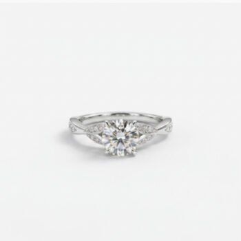 1.0-3.0Ct Round Brilliant Lab Grown Diamond  IGI Certified Nature Inspired Leaf 14k Gold Engagement Ring, Marquise Leaf Band,  F Color VS1 Bridal Ring