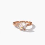 1.63Ct Round Rose Cut Lab Grown Diamond IGI Certified Nature Inspired Leaf Solitaire Ring, Engraved Band, 14K Rose Gold, G Color VS1 Vintage Bridal Ring