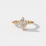 1.0-3.0Ct IGI Certified Marquise Cut Lab Grown Diamond Three Stone Ring, Pear Side Stones, 14K Yellow Gold, F Color VS1 Clarity Bridal Ring