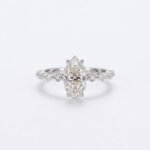 IGI Certified Dutch Marquise Cut Engagement Ring, 1-2 CT F Color Moissanite Ring, Marquise Round Side Stones, 14K White Gold Ring VS Clarity