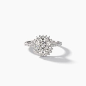 IGI Certified Cushion Cut Halo Engagement Ring, 1-3 CT F Color Moissanite Ring, Snowflake Halo Design, 14K White Gold Ring VS Clarity