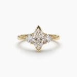 1.69Ct IGI Certified Dutch Marquise Cut Lab Grown Diamond Three Stone Ring, 14K Gold, F Color VS Clarity, Trillion Cut Side Stones Unique Bridal Ring