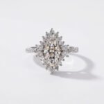1.0-2.0Ct IGI Certified Marquise Cut Lab Grown Diamond Vintage Cluster Halo Ring, 10K 14K 18K Gold/Silver, F Color VS Clarity Art Deco Bridal Ring
