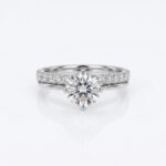 1.0-3.0Ct IGI Certified Round Brilliant Cut Lab Grown Diamond Bridal Set, 14K White Gold Engagement Ring & Matching Diamond Wedding Band, F Color VS1 Clarity