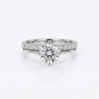 1.0-3.0Ct IGI Certified Round Brilliant Cut Lab Grown Diamond Bridal Set, 14K White Gold Engagement Ring & Matching Diamond Wedding Band, F Color VS1 Clarity