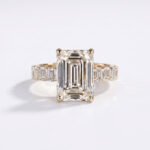 5.0-10.0Ct IGI Certified Emerald Cut Lab Grown Diamond Engagement Ring, 14K Gold Emerald Cut Side Stones, F Color VS1 Clarity Statement Bridal Ring