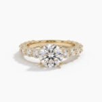 1.0-3.0Ct IGI Certified Round Cut Lab Grown Diamond Vintage Milgrain Engagement Ring, 14K Gold Graduated Side Stones, F Color VS1 Clarity Antique Bridal Ring
