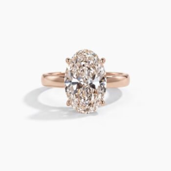 5.0-7.0Ct IGI Certified Oval Cut Lab Grown Diamond Solitaire Ring, 14K Rose Gold Hidden Halo Band, F Color VS1 Clarity Statement Bridal Ring