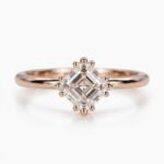1.0-2.0Ct IGI Certified Asscher Cut Lab Grown Diamond Solitaire Ring, 14K Yellow Gold Beaded Prong Ring, E Color VS1 Clarity Vintage Bridal Ring