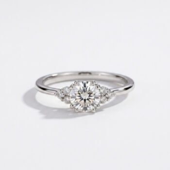 0.50-2.0Ct IGI Certified Round Cut Lab Grown Diamond Cluster Accent Ring, 14K White Gold Crown Prong Setting, E Color VS1 Clarity Classic Bridal Ring