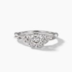 1.0-3.0Ct Certified Portuguese Cut Lab Grown Diamond Celtic Knot Ring, 14K White Gold Solitaire Ring, F Color VS1 Clarity Unique Bridal Ring
