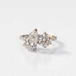 2.0Ct & 1.25Ct IGI Certified Pear & Round Cut Lab Grown Diamond Toi et Moi Ring, 14K White Gold Pave Band, F Color VS Clarity Two Stone Bridal Ring
